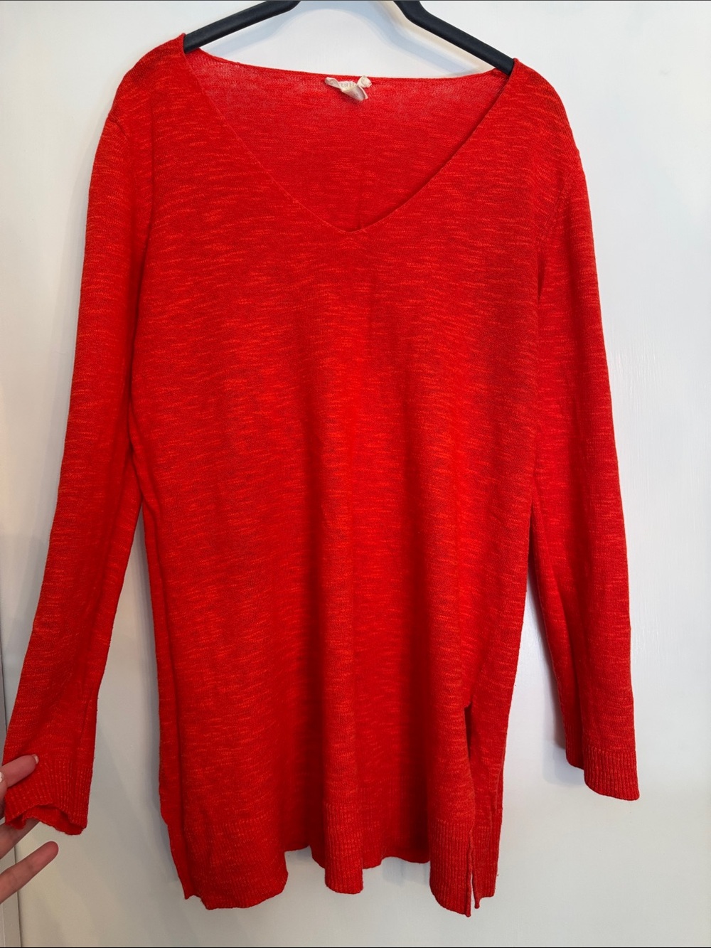 Eileen Fisher Bright Red V-Neck Knit Tunic